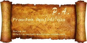 Praschek Apollónia névjegykártya